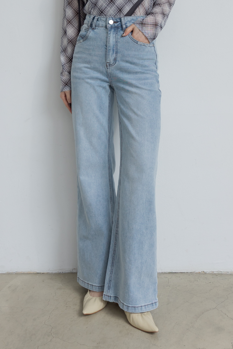淺藍美式復古小喇叭牛仔褲