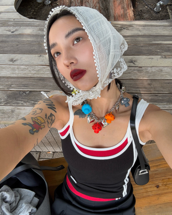 EMOSALAD 蘑菇亮鑽愛心手工製作項鍊