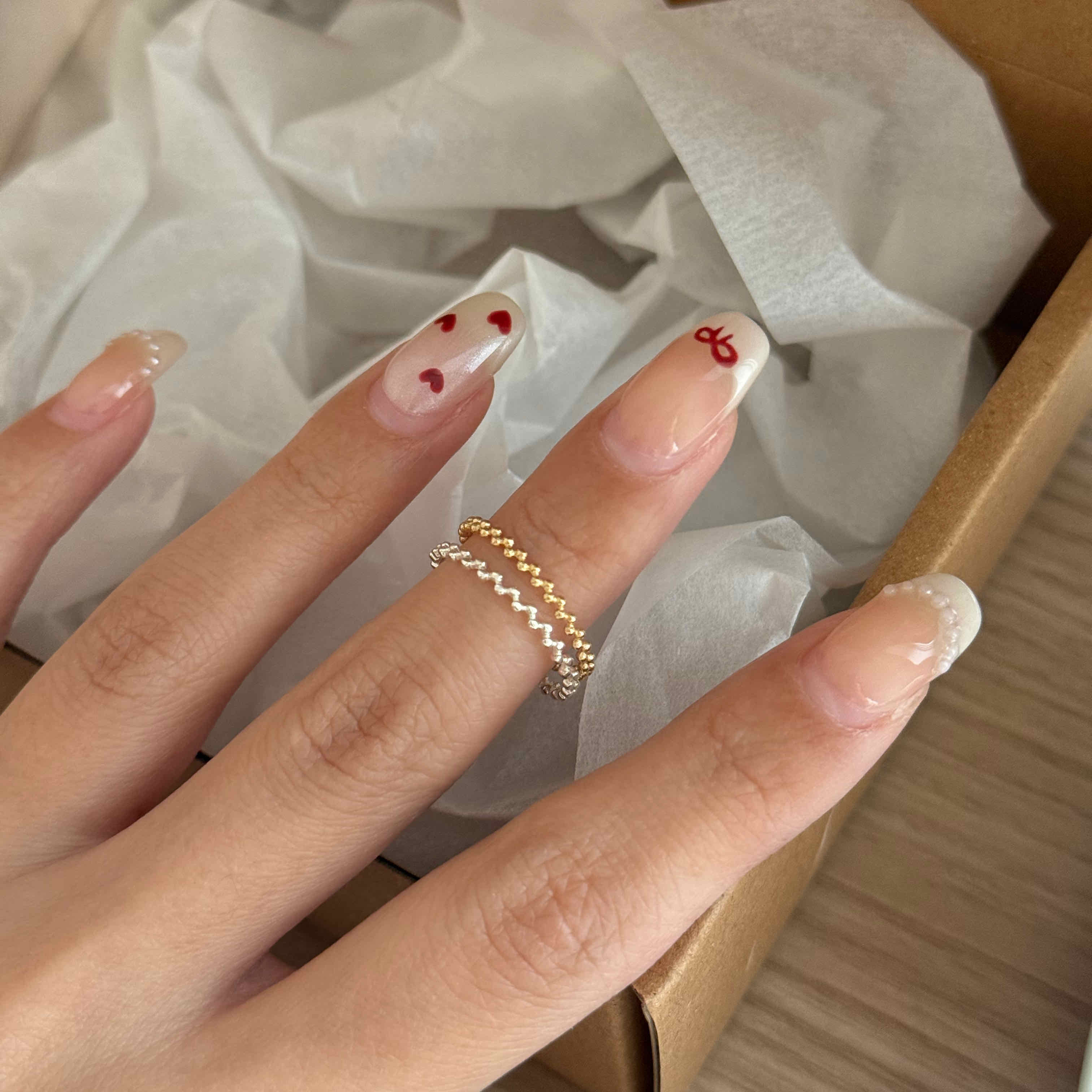 🇰🇷925 silver 波浪珠珠戒指｜2 color