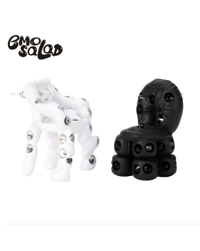 EMOSALAD 3D打印黑白椅子不對稱耳環