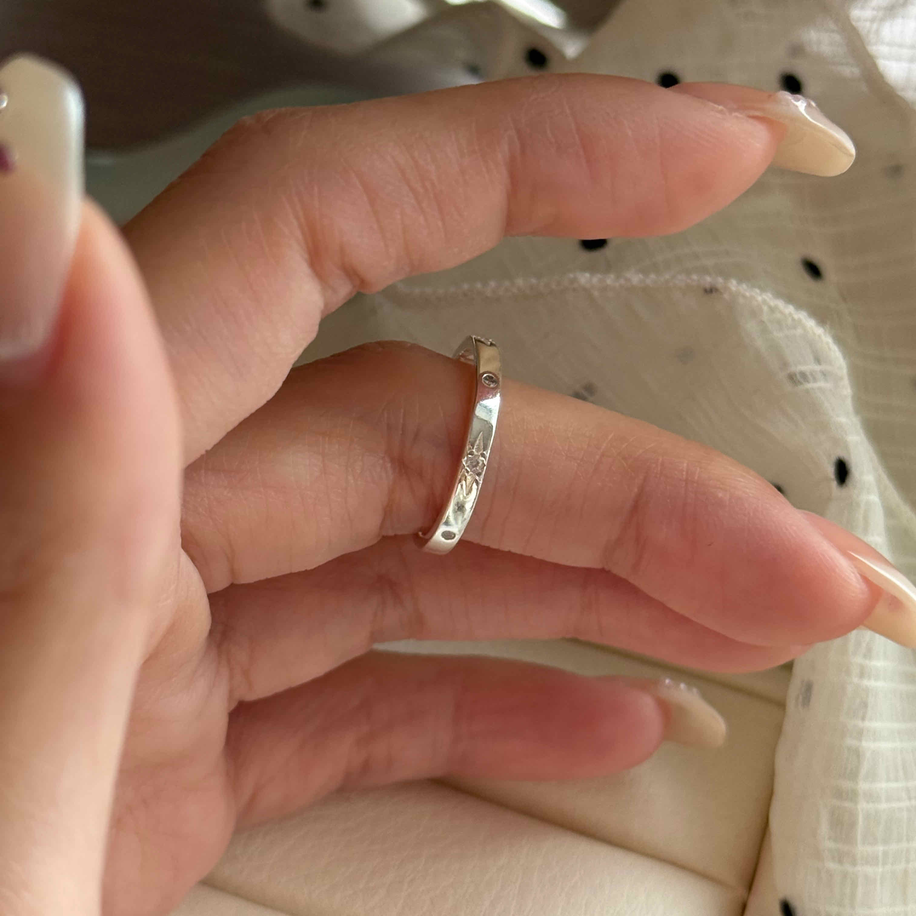 🇰🇷925 silver 六芒星小鑽寬戒指