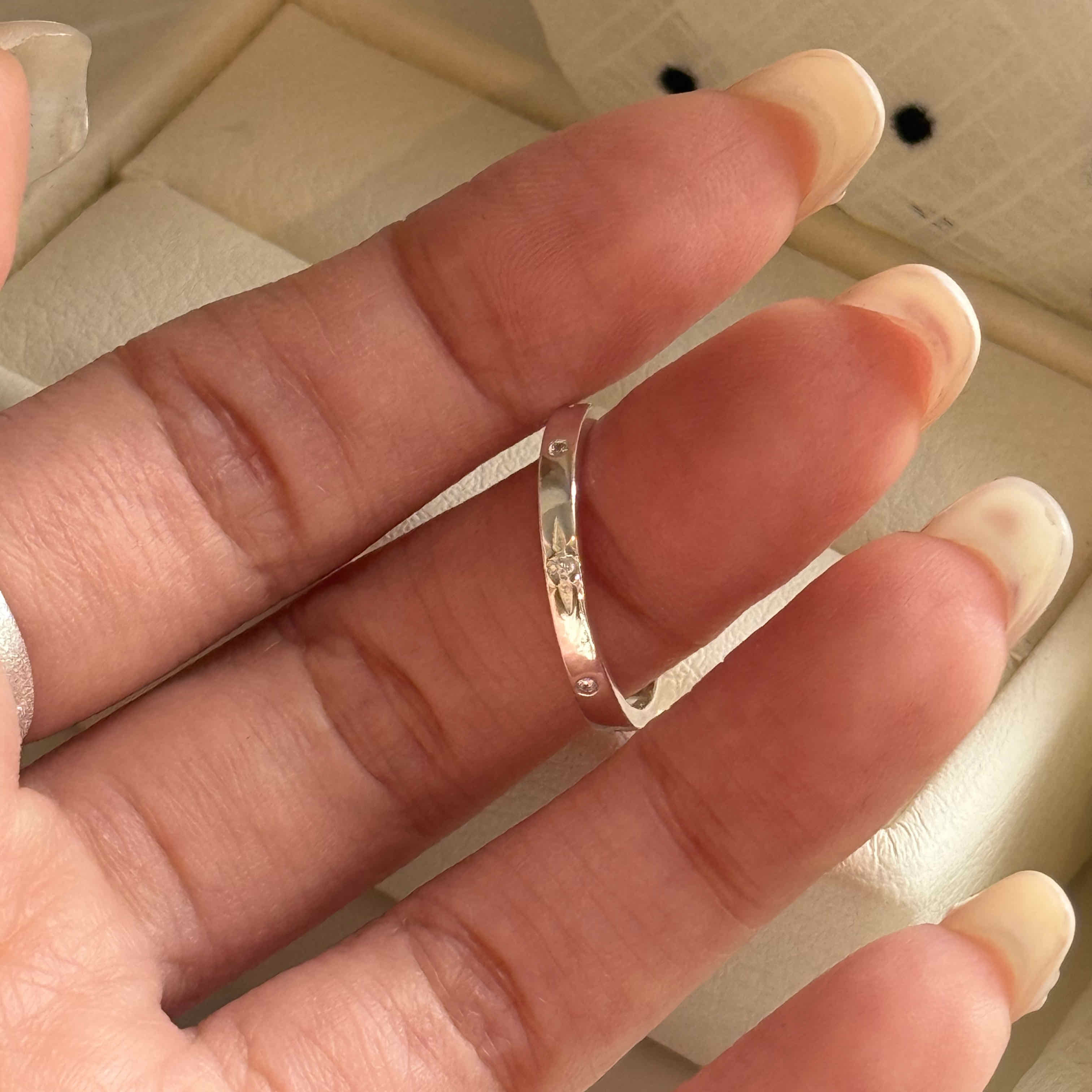 🇰🇷925 silver 六芒星小鑽寬戒指