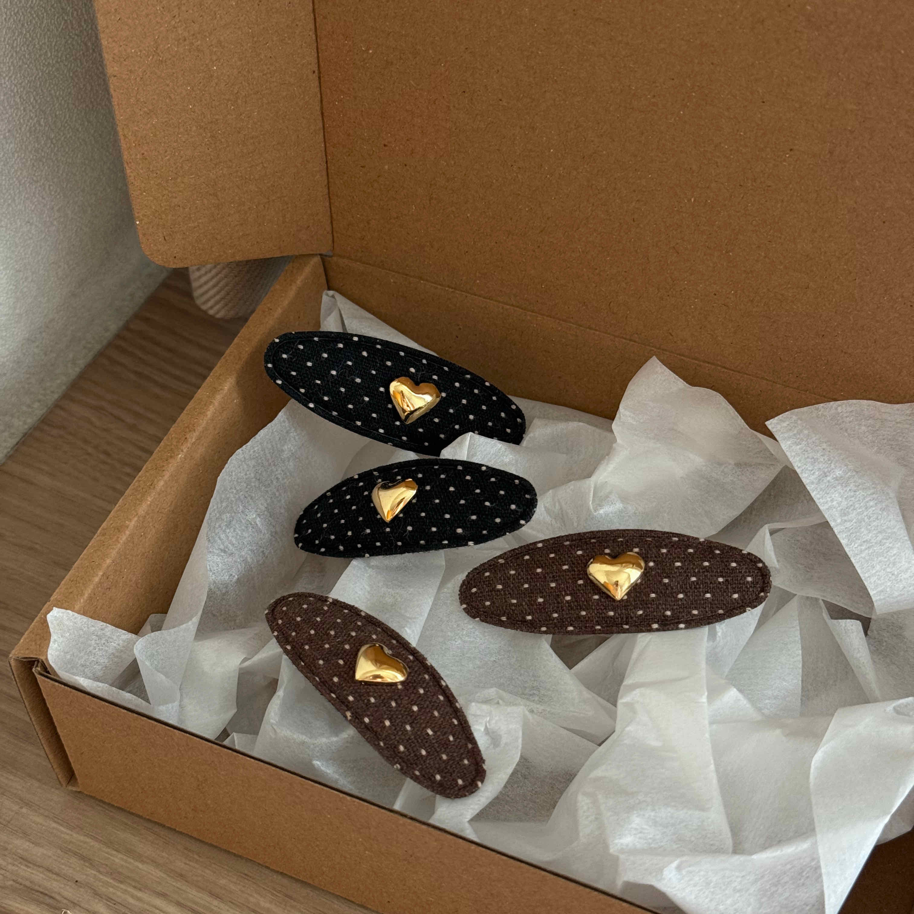 🇰🇷金色愛心點點髮夾｜2 color