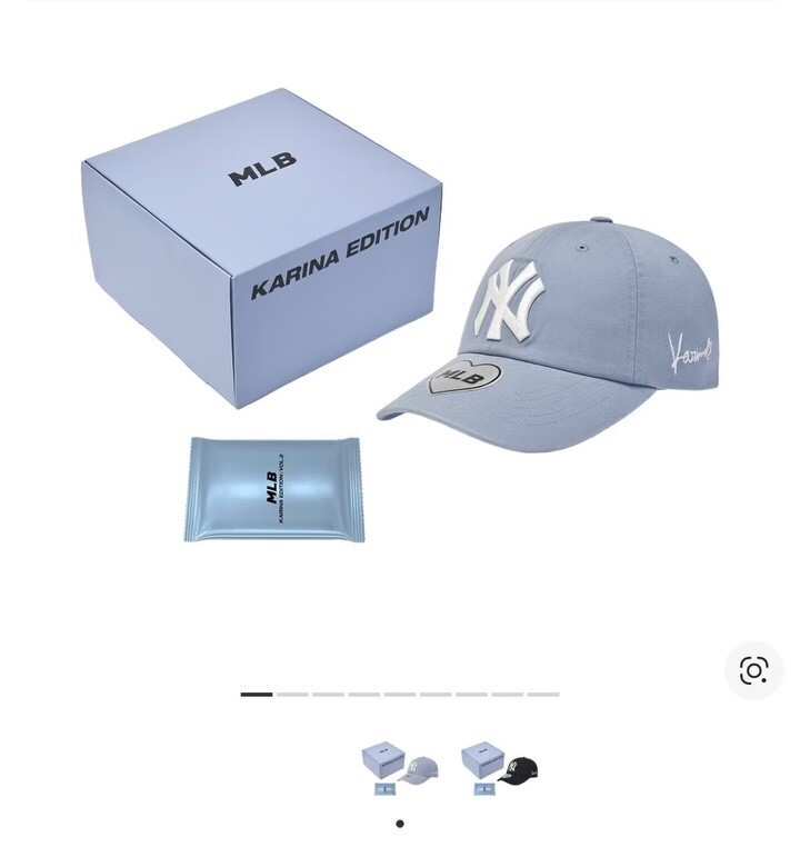 【Luxury】 MLB x Karina 手簽簽名帽 手寫字母 愛心 聯名帽款 官方全配 盒子 MLB聯名款帽子💙 美國大聯盟洋基限定聯名款小卡