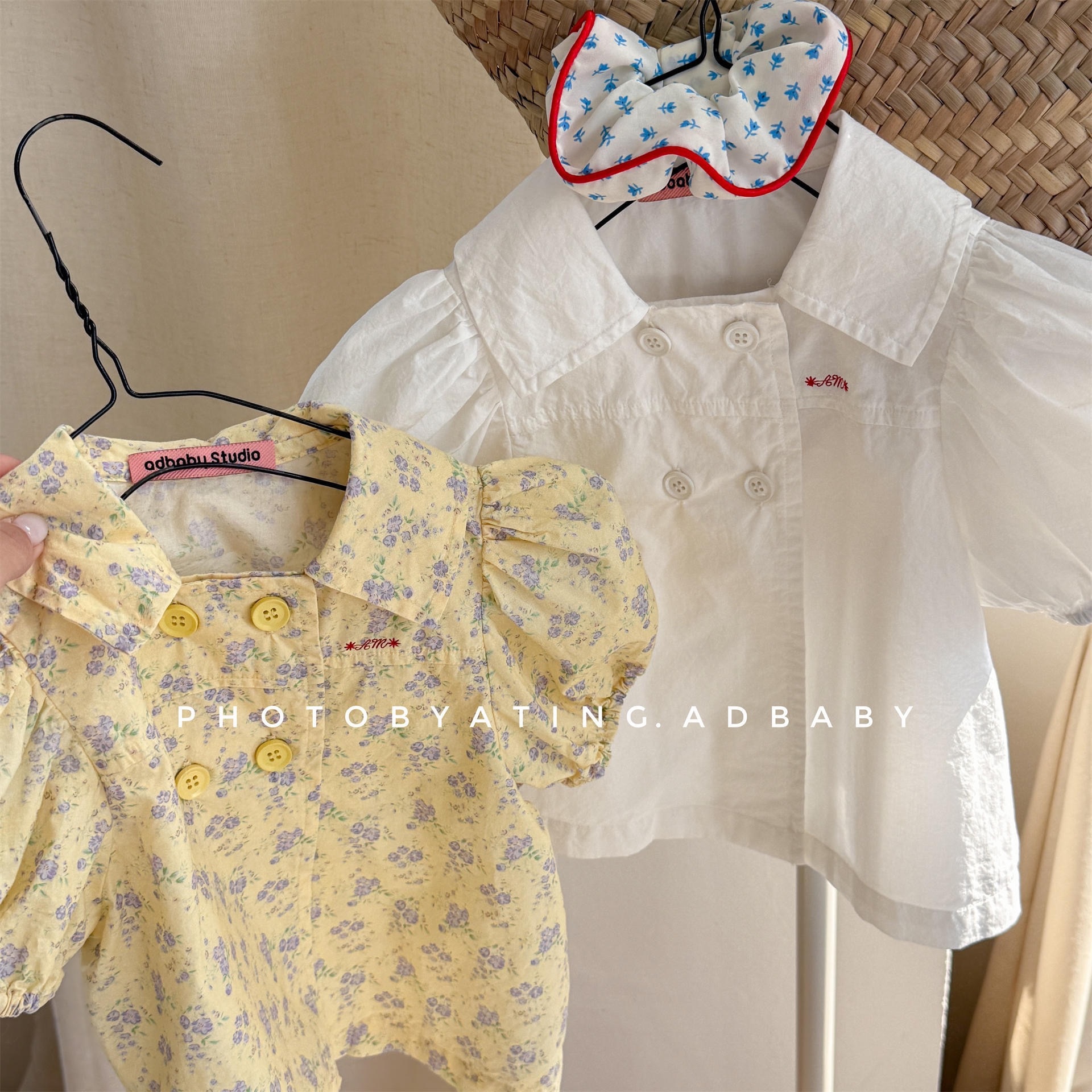 泡泡袖甜美有領上衣