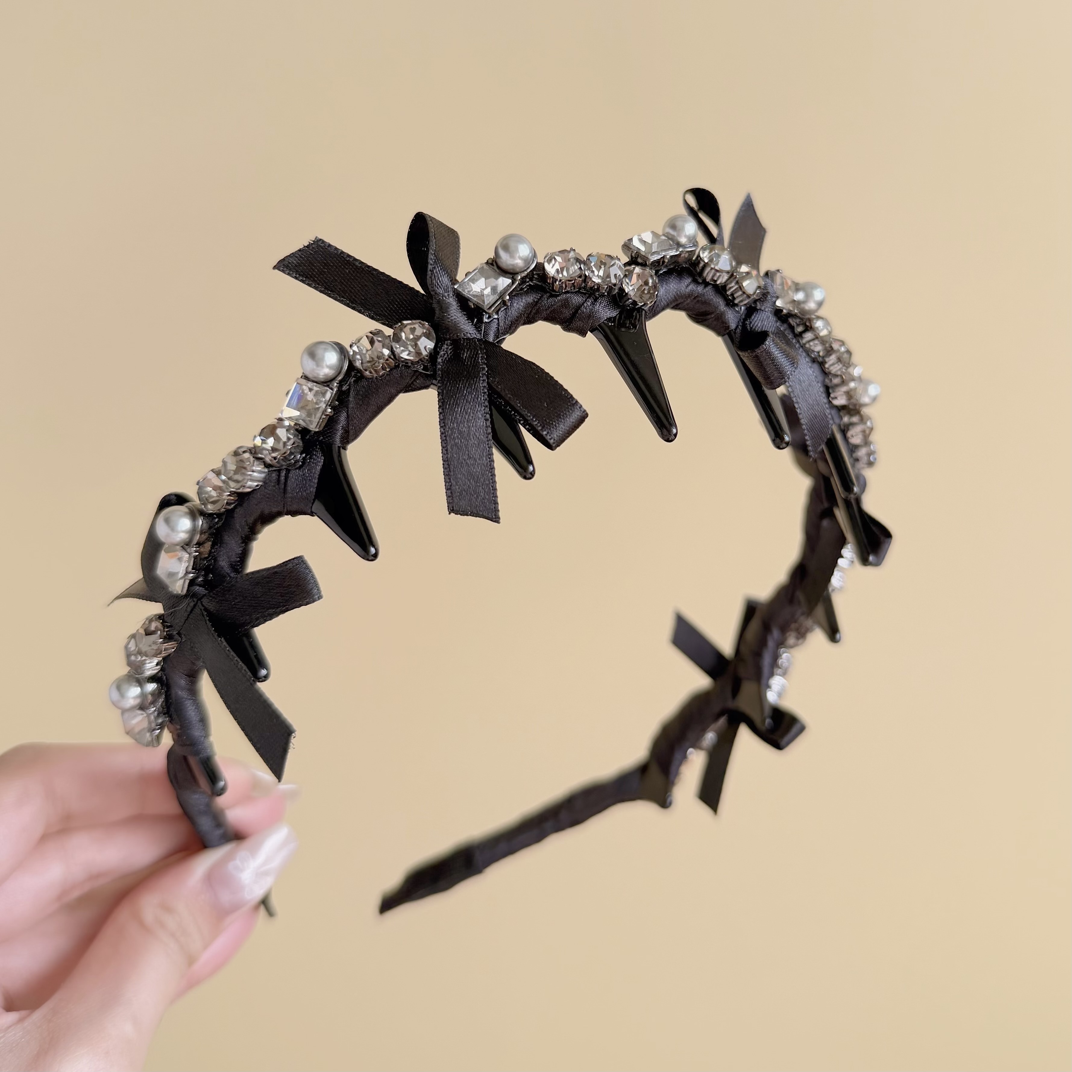 H266水鑽珍珠帶爪髮箍