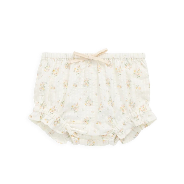 （預購）JAMIEKAY 花卉蝴蝶結荷葉邊燈籠褲 Organic Cotton Frill Bloomer - Justine Parchment