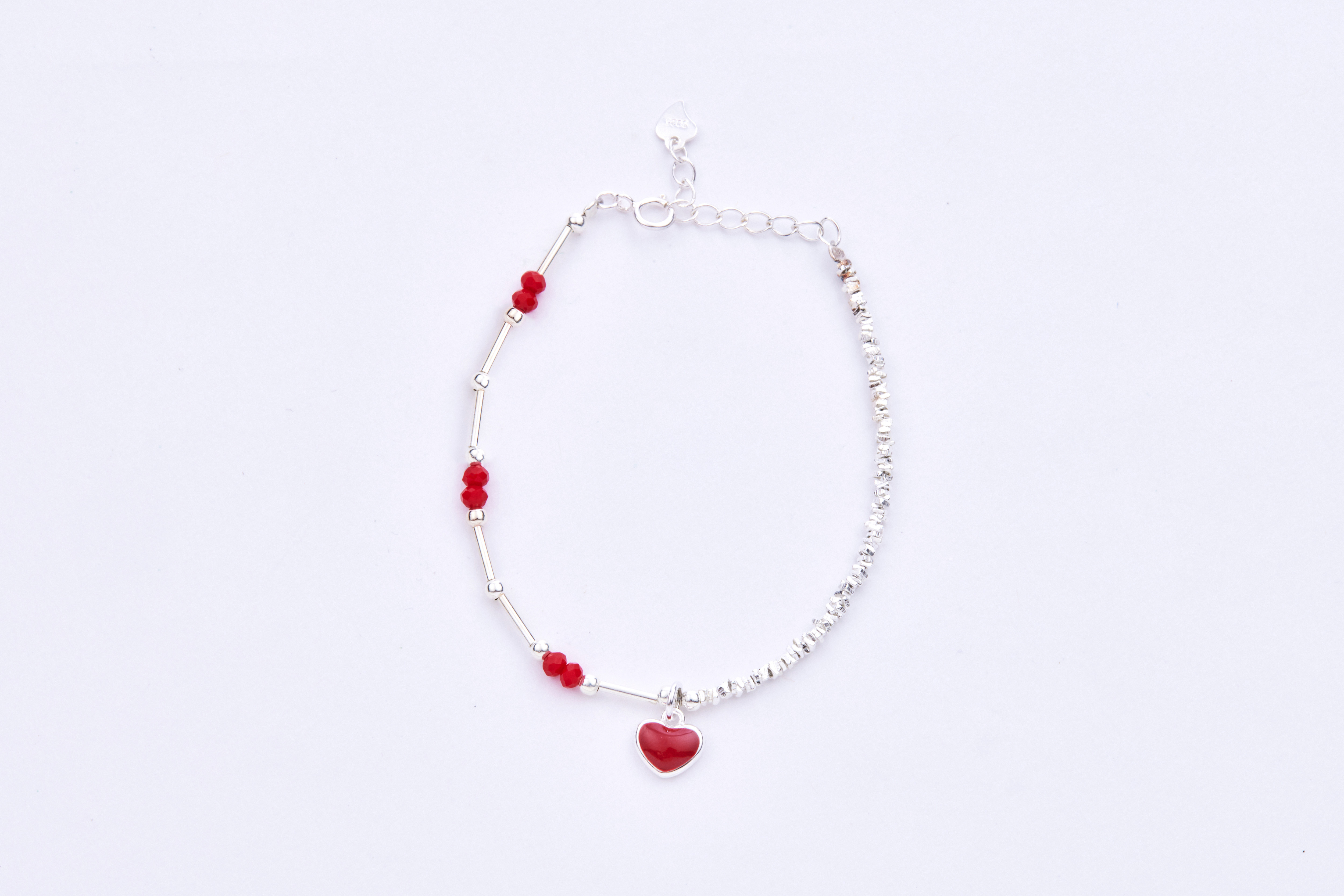 B582 | 純銀小愛心碎銀手鍊