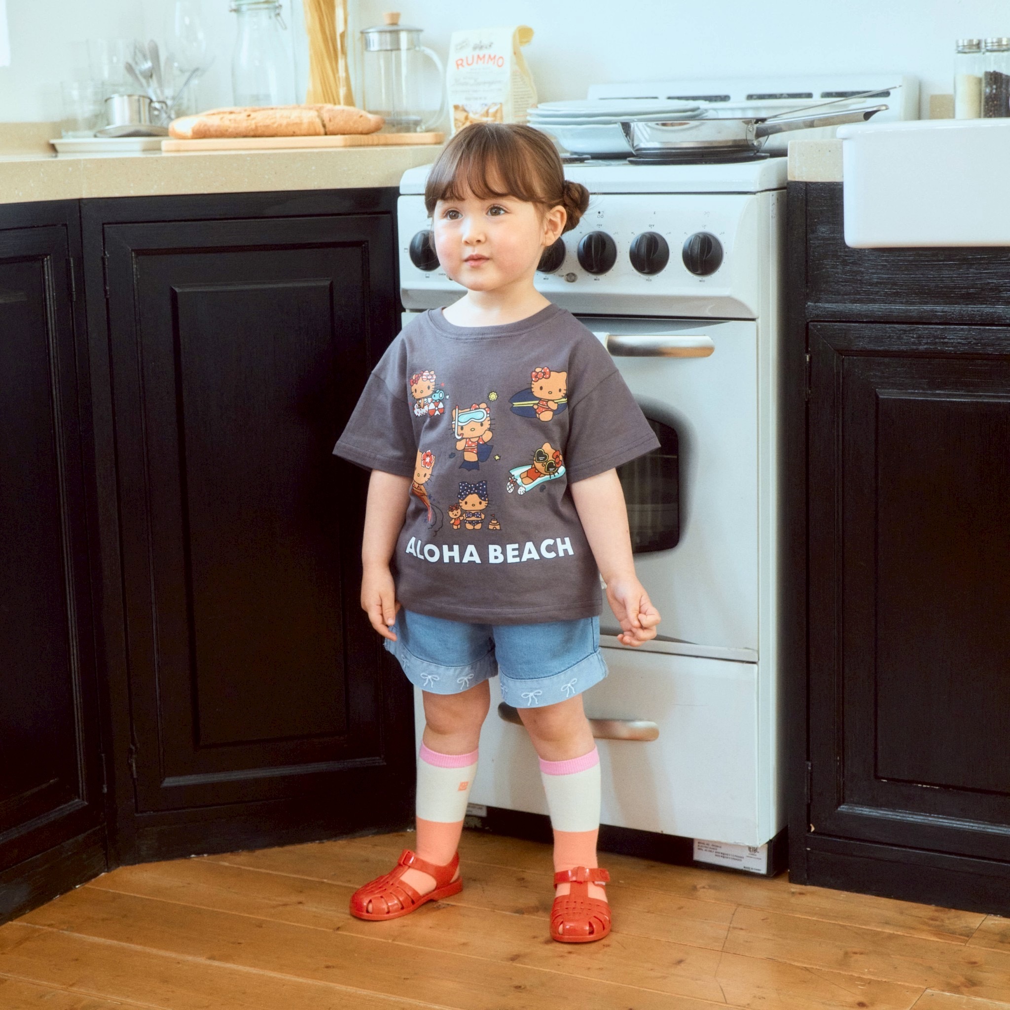 反折蝴蝶緞帶牛仔褲