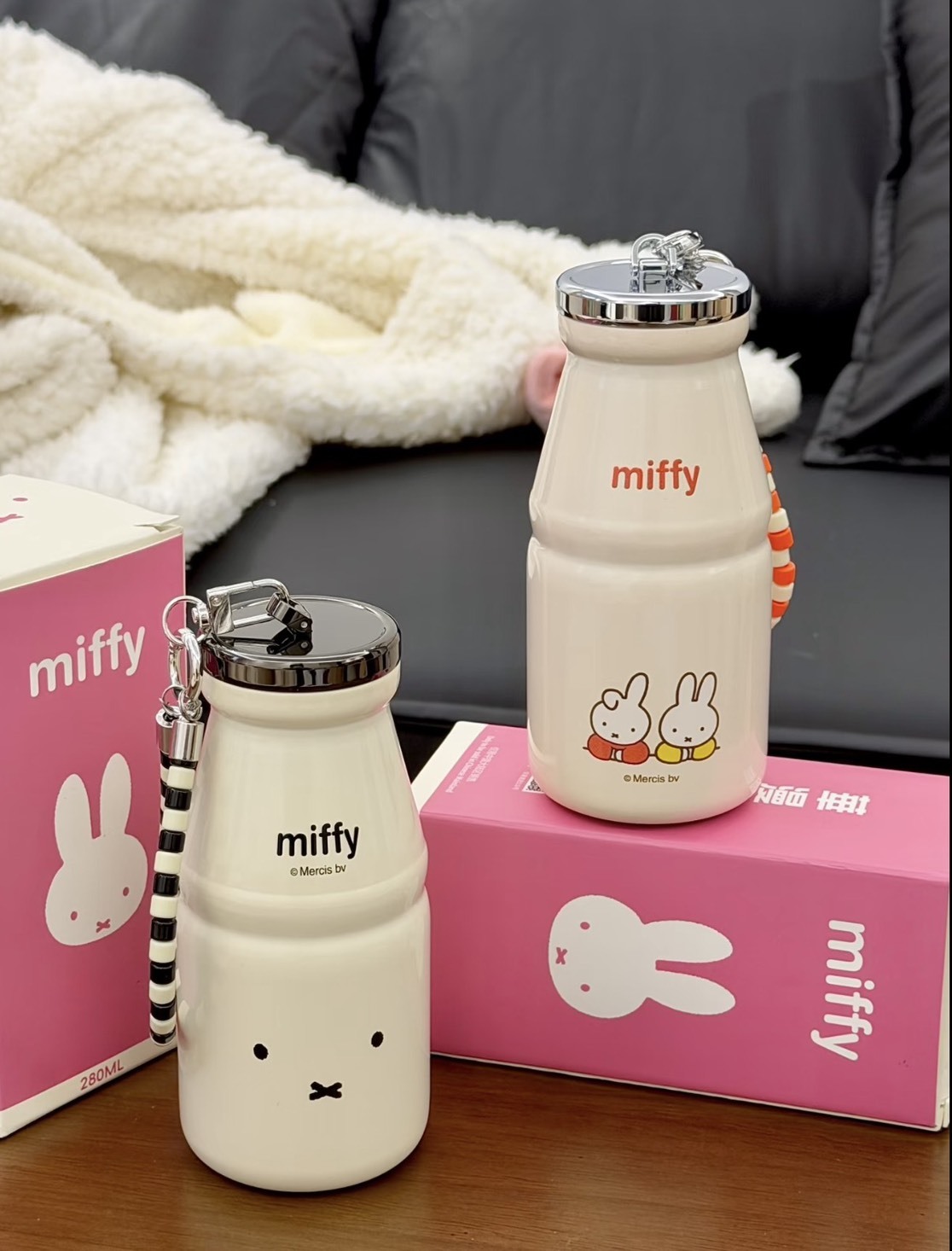 <喝水也要Q🐰>正版授權 米菲兔 水壺 牛奶瓶 送掛飾 316不銹鋼 隨身杯 360ml