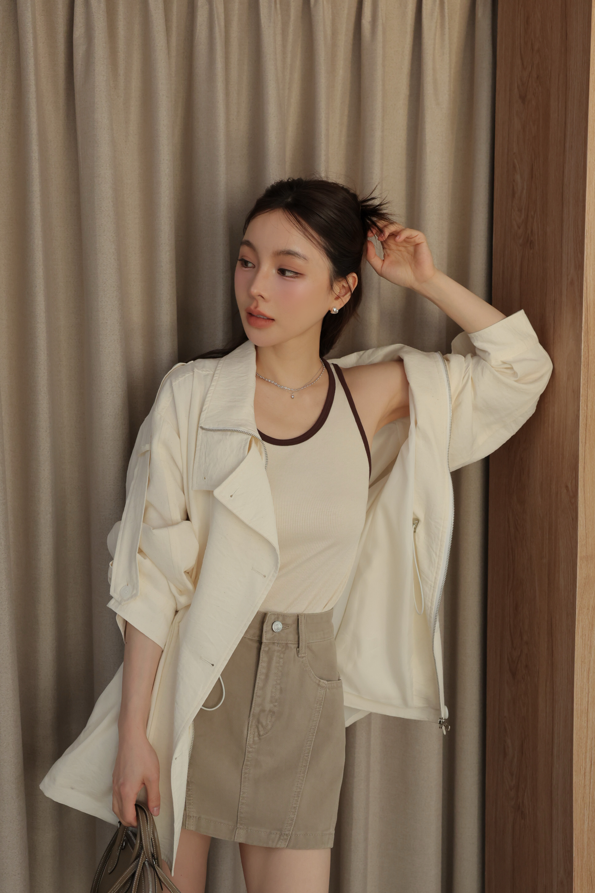 （現貨）棉麻風衣中長版外套 HA21