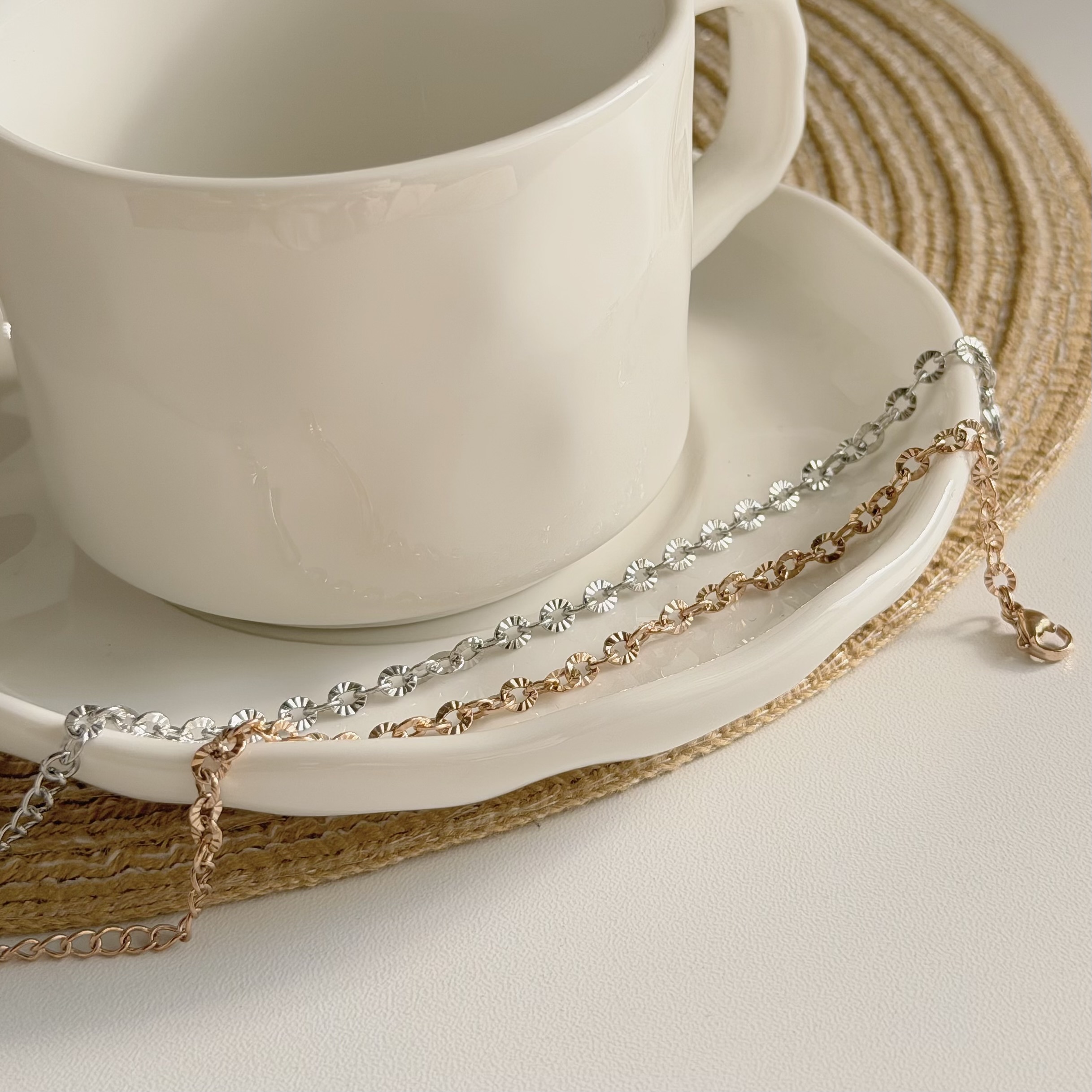 R210【鈦鋼】切割圓片鈦鋼手鏈【直播價350】