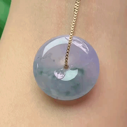 38337 翡翠紫羅蘭飄花平安扣 (20mm直徑)