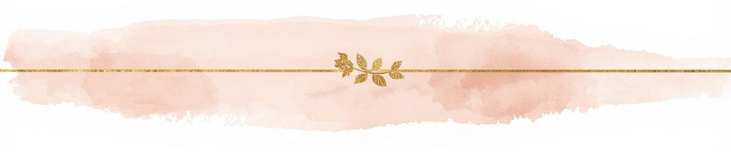 簡約水彩風格分隔線，粉紅配金色線條加小星星裝飾，純白背景