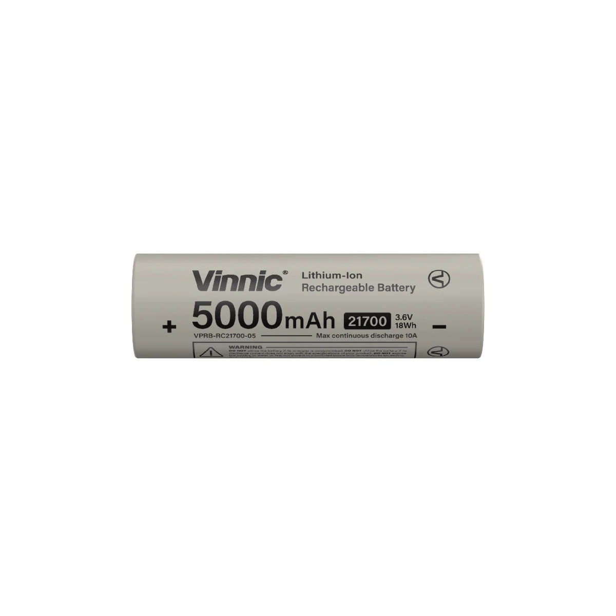Vinnic 21700 5000mAh 矽碳充電式鋰離子電池 3.6v 18wh 單粒裝 VPRB-RC21700-05-B1