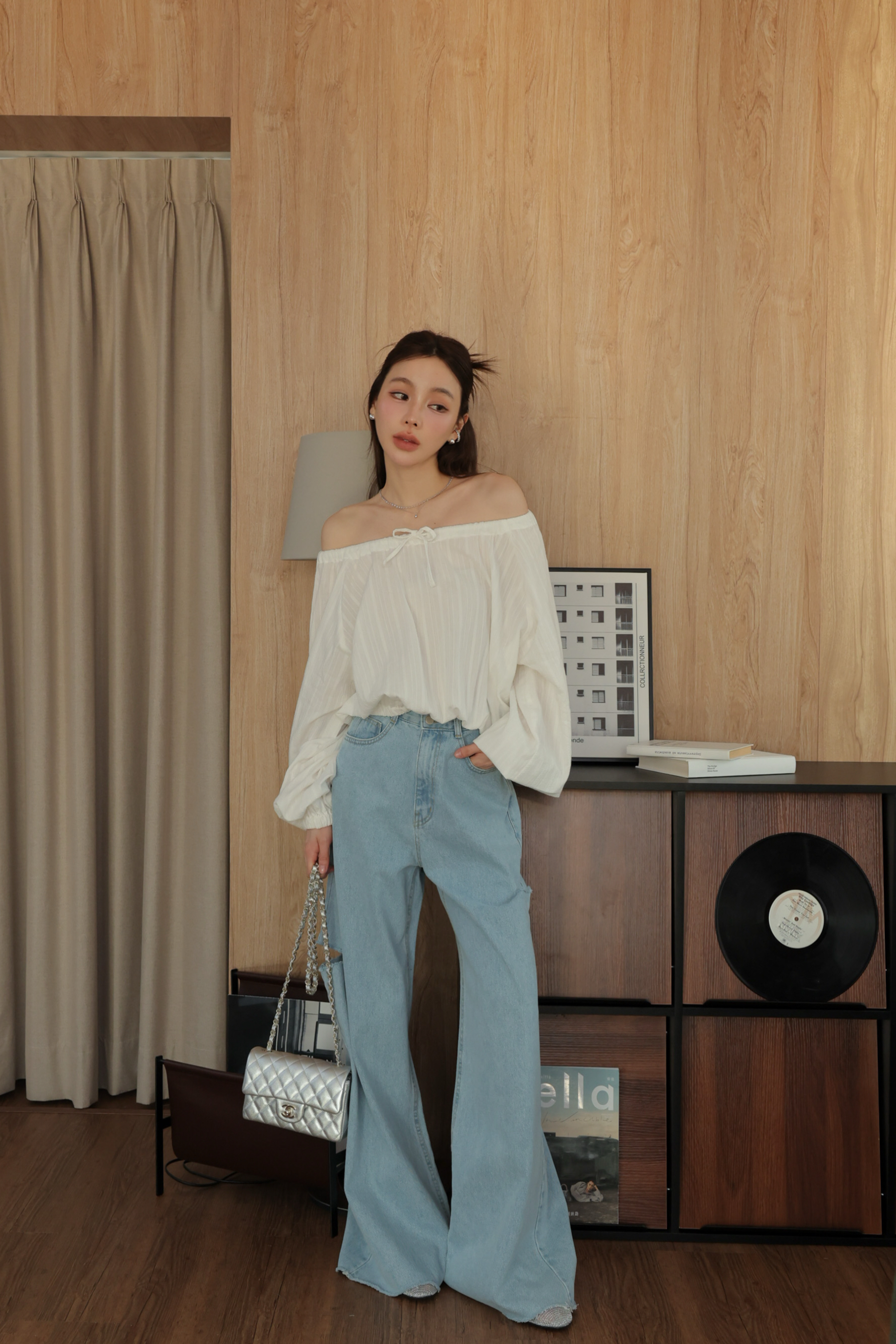 （現貨）浪漫下縮口綁帶上衣 HA66