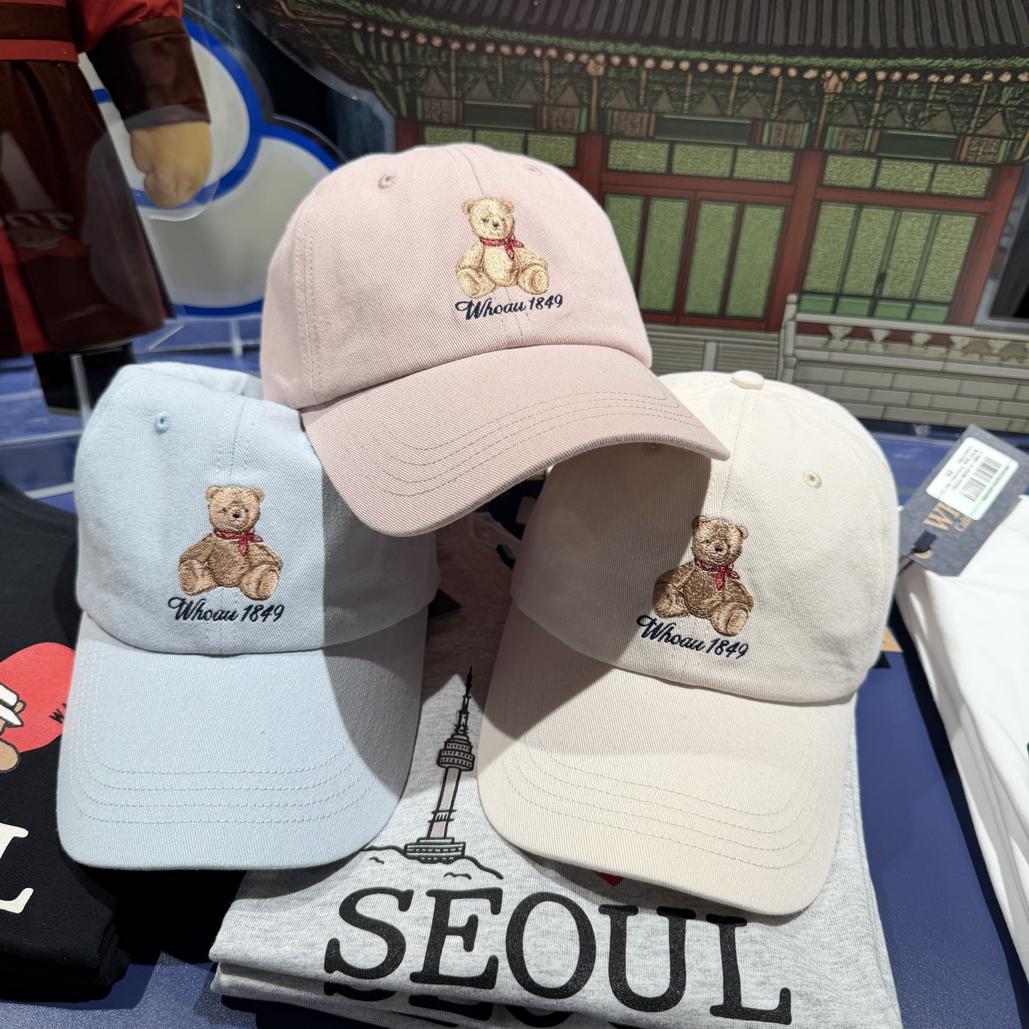 【WHO.A.U】Bear Embroidery Ball Cap[B] (G255-G257)