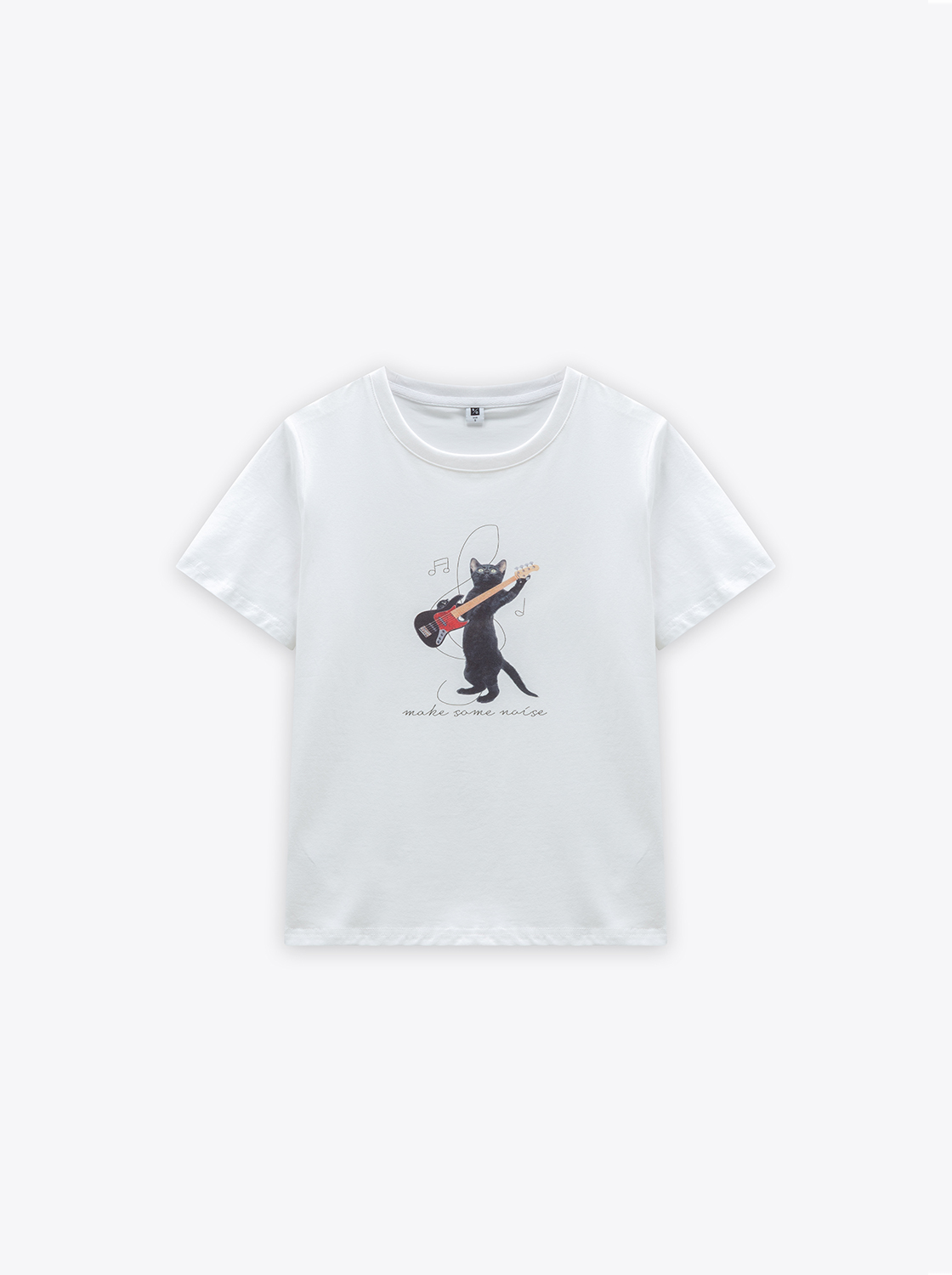 小貓工作中手繪短袖上衣