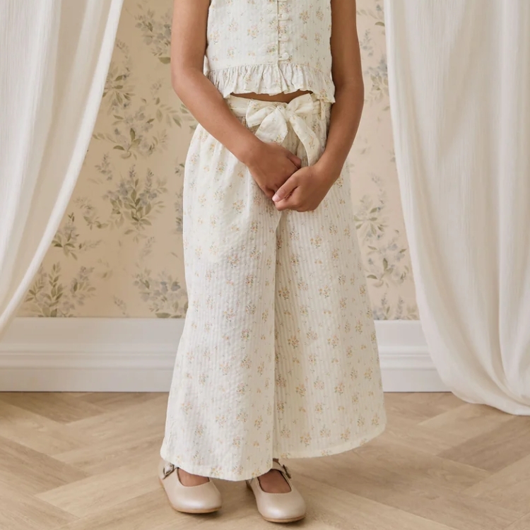 （預購）JAMIEKAY 花卉寬鬆長褲(附腰帶) Organic Cotton Cosette Pant - Justine Parchment