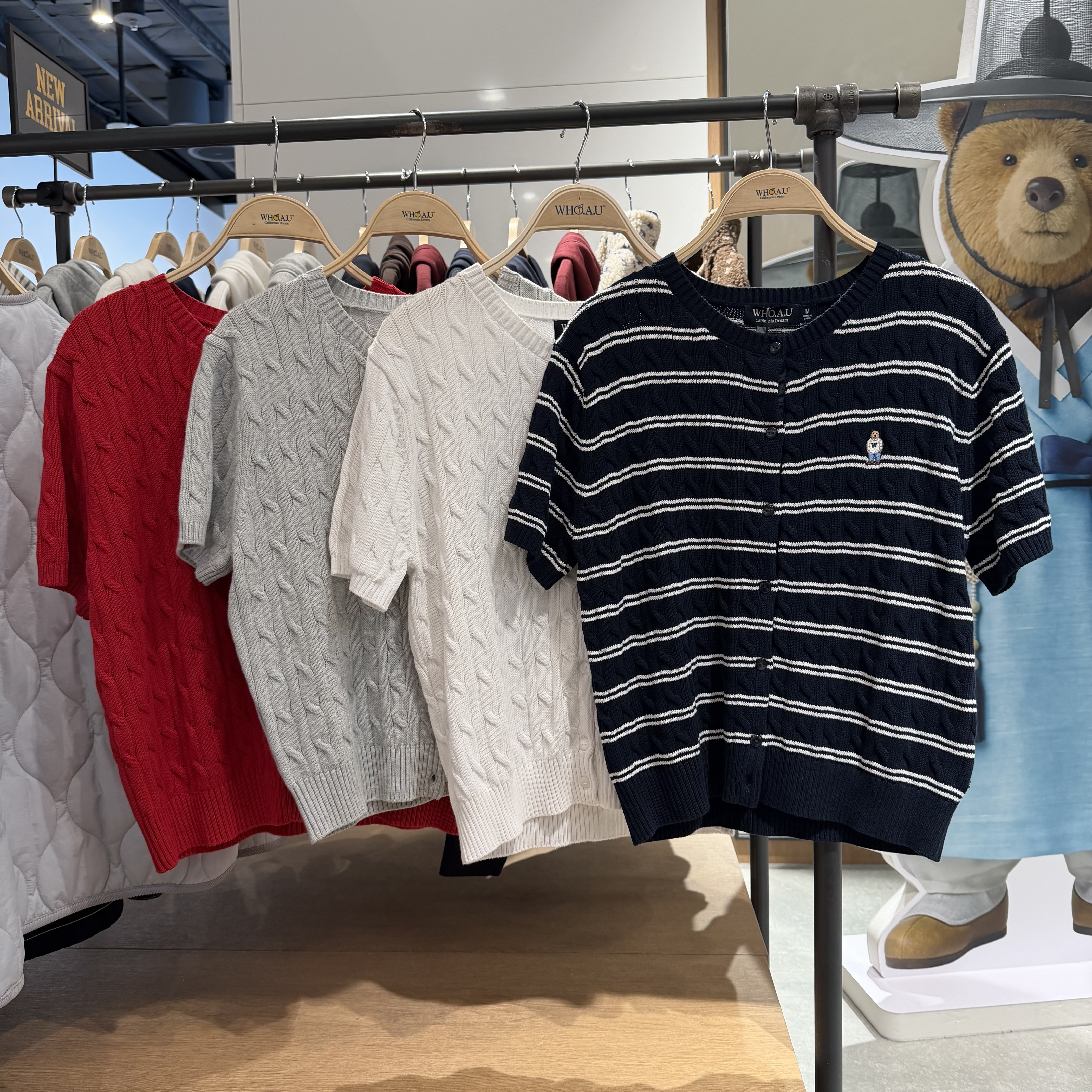 【WHO.A.U】Steve R-neck Cable ShortSleeve Cardigan (G139-G146)