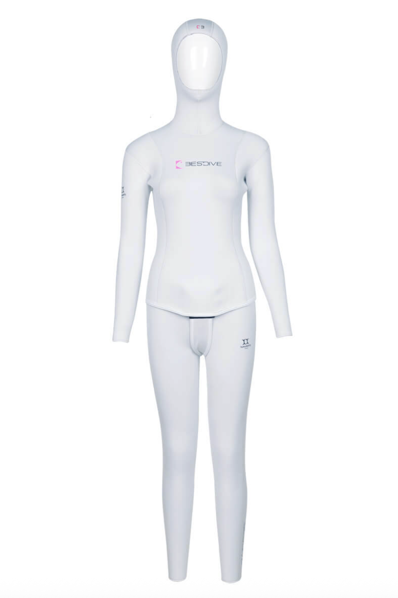 ▲預購 Bestdive 女款 聖托里尼系列 超彈布面自潛防寒衣 全白 2026