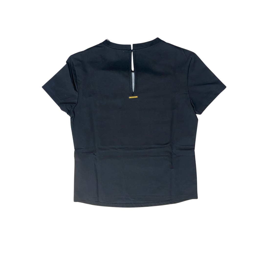 1TS0319-107 [TWINSET] Fitted T-shirt with Cabochon Embroidery Black #261LL2BEE (C-EU-E)