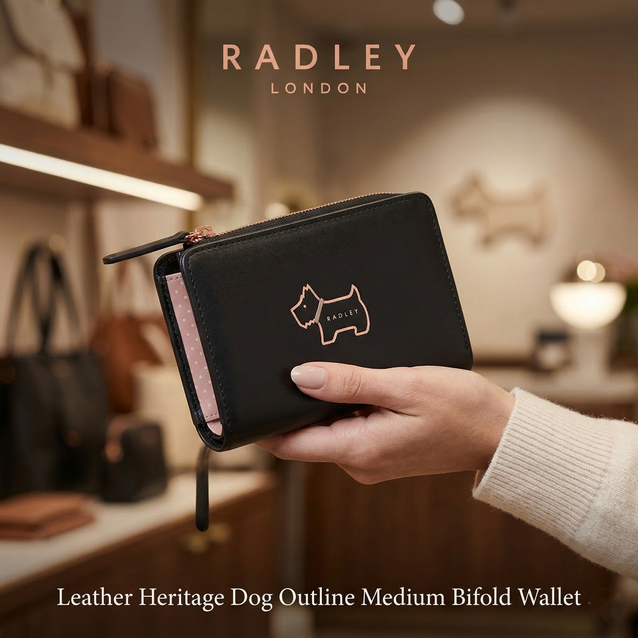 【預購】RADLEY LONDON H031856 Dog Outline 皮革中型對摺短夾