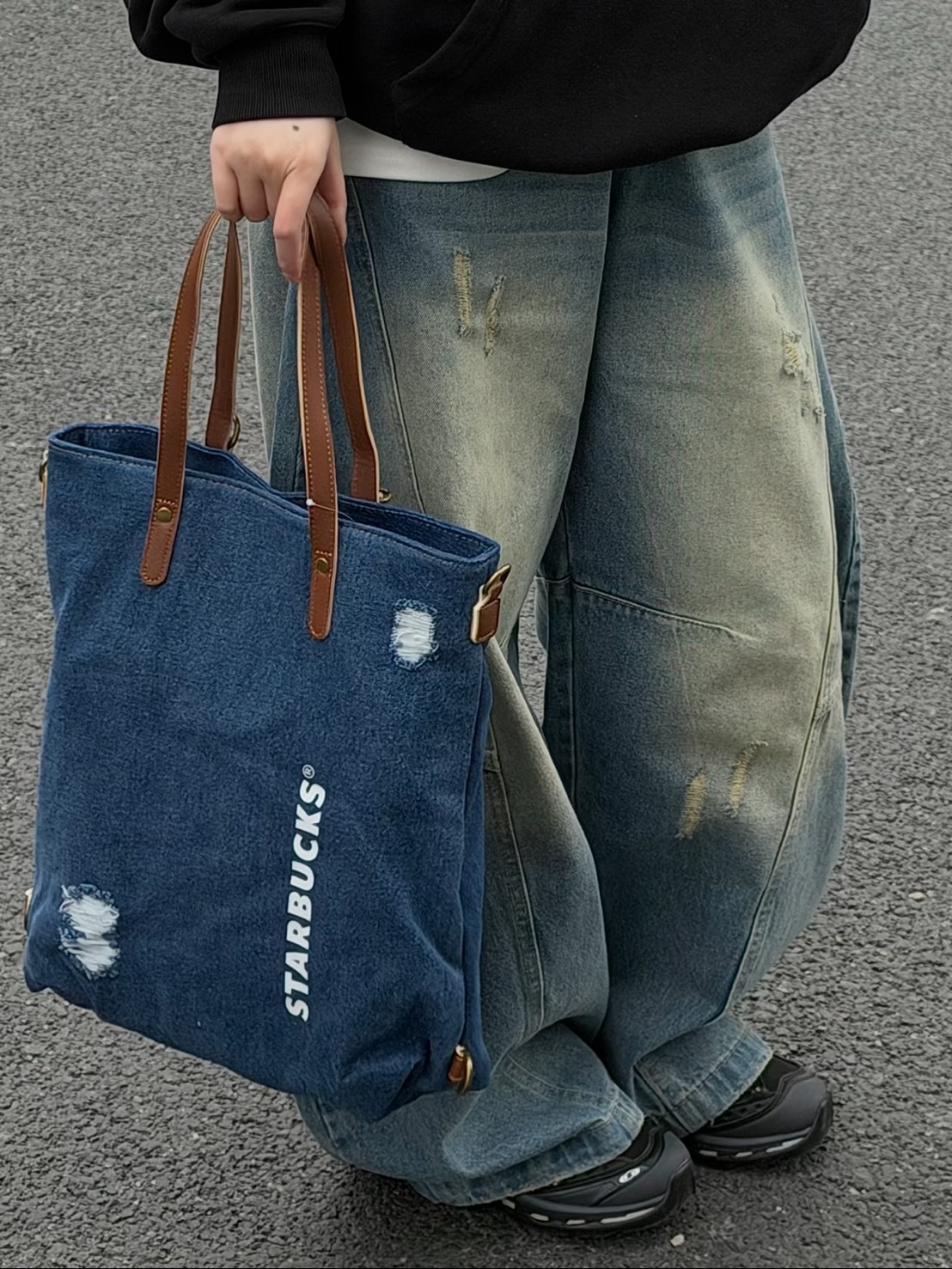 STARBUSCKS 星巴克 星咖系列 丹寧帆布 手提包 後背包