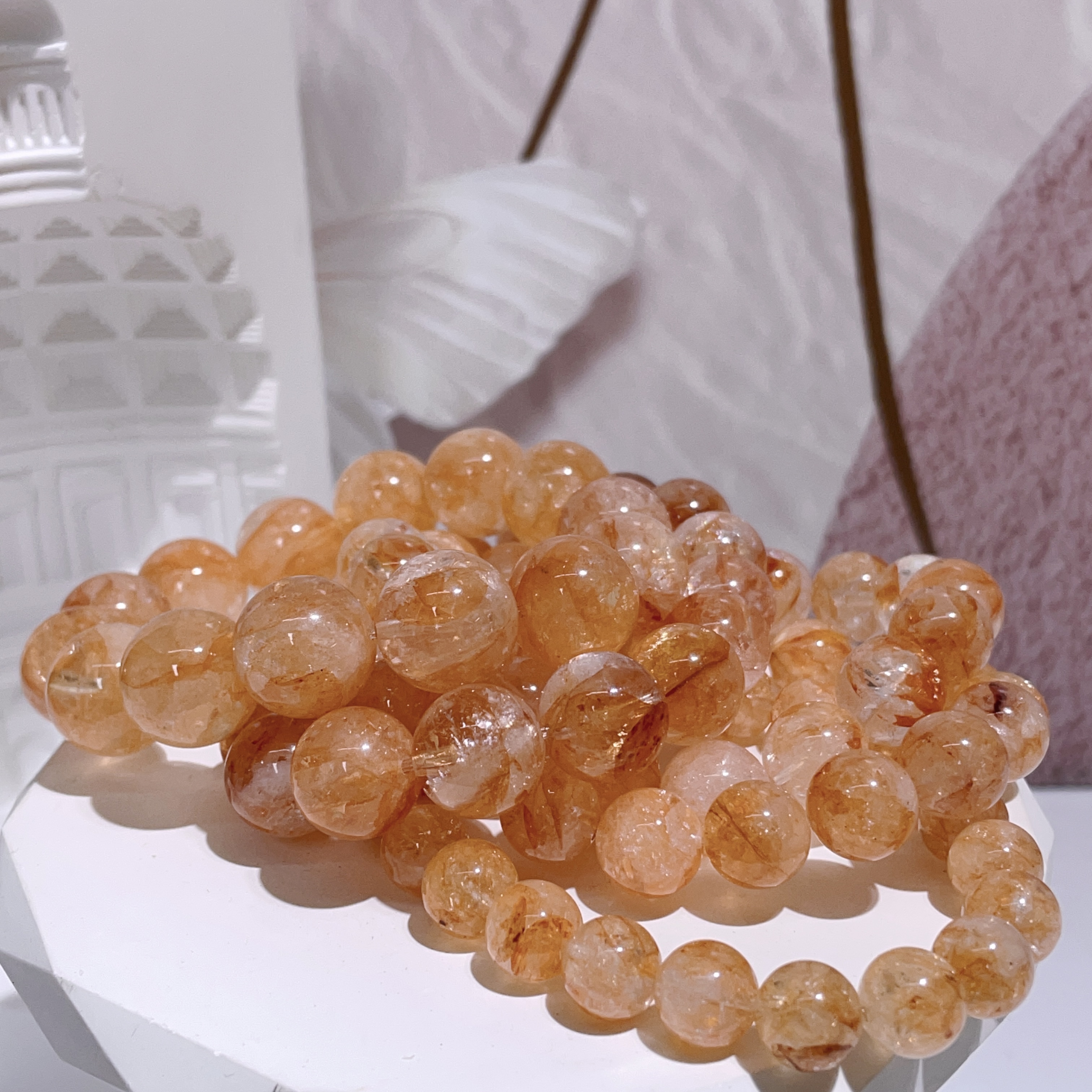 芬達橙膠花手串