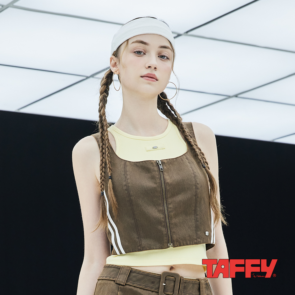 MA‧TSU Mi 麂皮復古運動拉鍊工裝馬甲背心(咖啡)