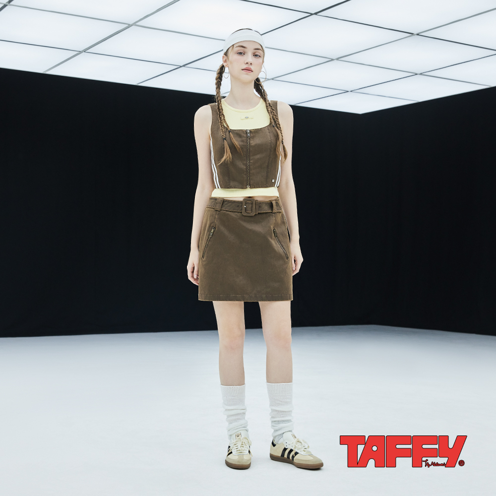 MA‧TSU Mi 麂皮復古運動拉鍊工裝馬甲背心(咖啡)