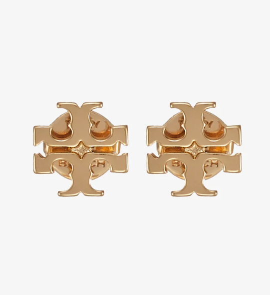 [S] TORY BURCH SMALL LOGO STUD,TORY GOLD/TORY SILVER, 196133915448 (STB542)