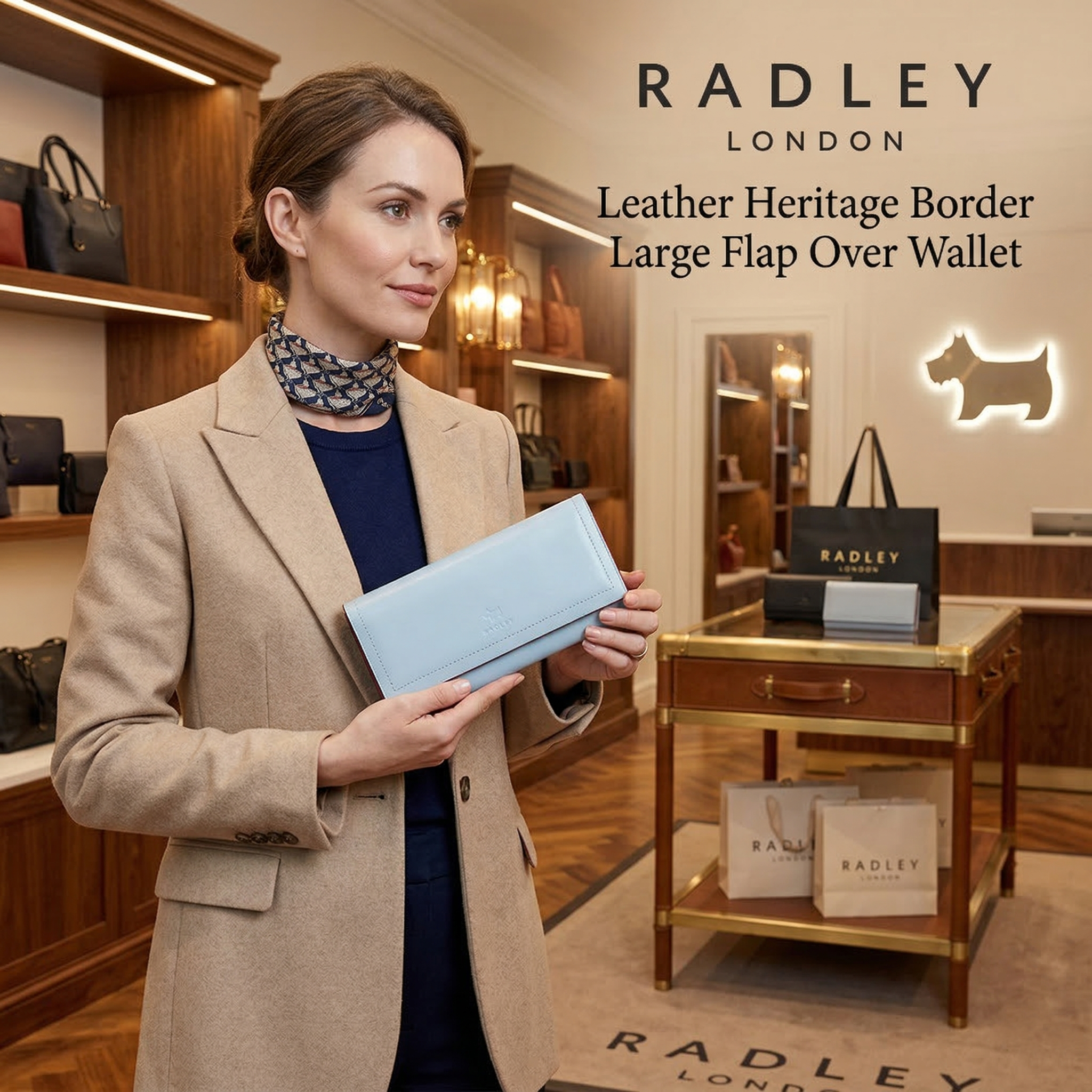 【預購】RADLEY LONDON H031857 Heritage Border 皮革大號翻蓋長夾