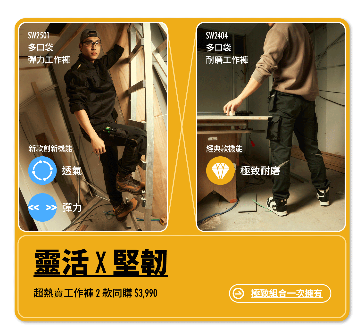 PATRONI 彈力、耐磨工作褲兩款合購優惠