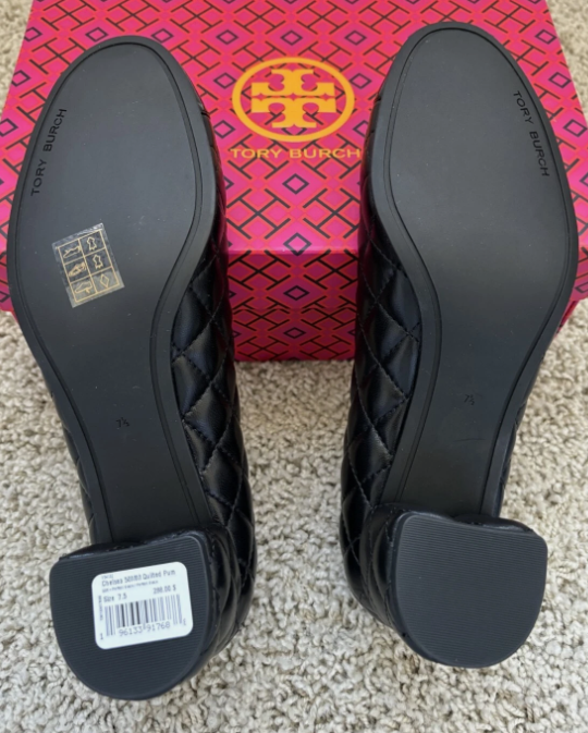[S] TORY BURCH CHELSEA 50MM QUILTED PUMP, PERFECT BLACK, 154132-006 [FINAL SALE] (STB445)