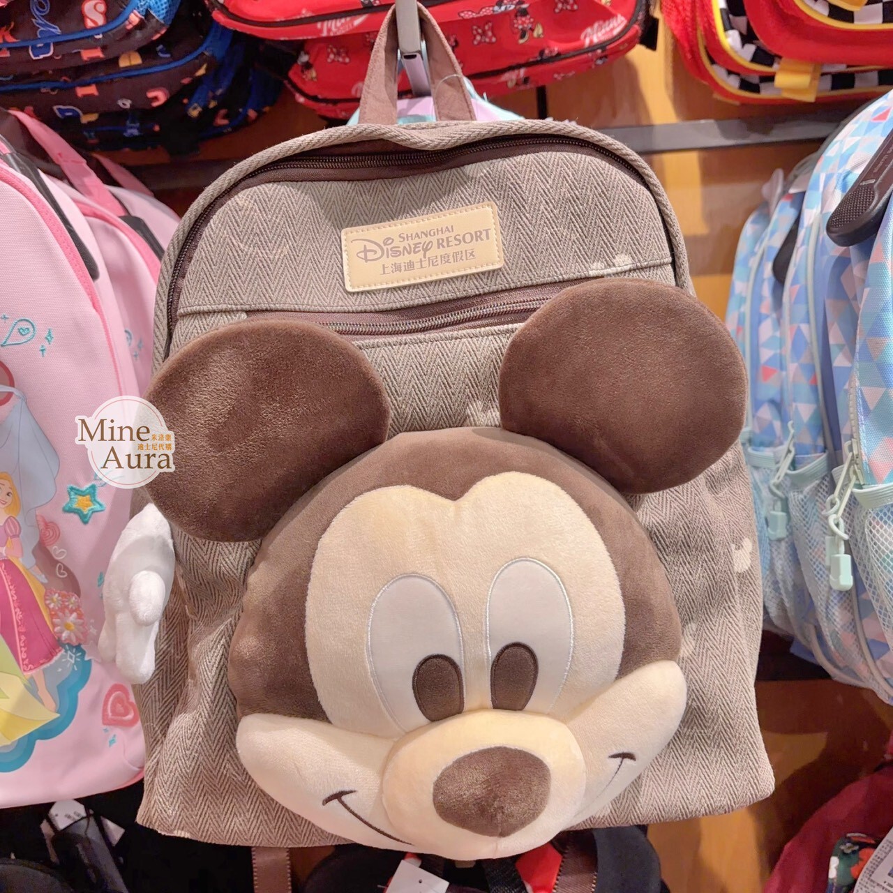 米奇 Mickey 絨毛大頭 造型 後背包 -上海迪士尼樂園
