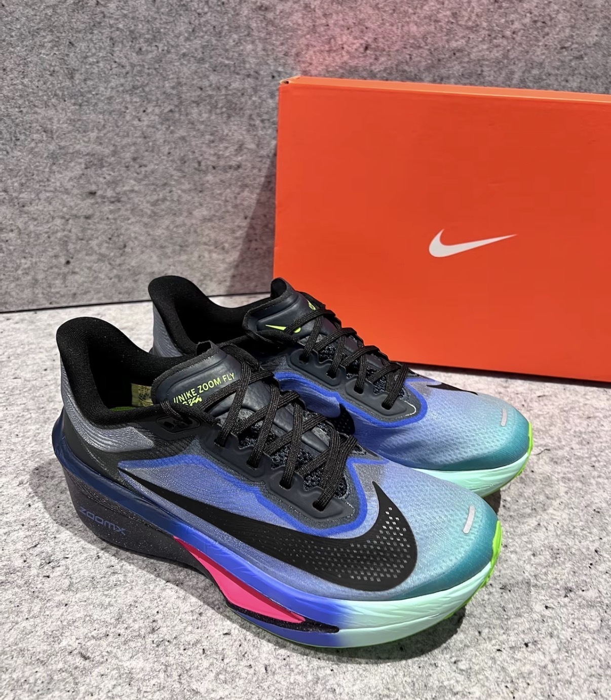 女鞋 NIKE W ZOOM FLY 6 GLAM 黑藍 緩震 透氣 防滑 碳纖維 慢跑 運動鞋【IO9566-400】