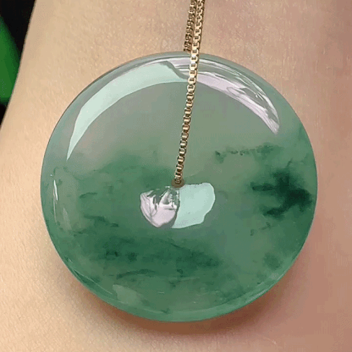 38341 翡翠冰種飄花平安扣 (31.7mm直徑)