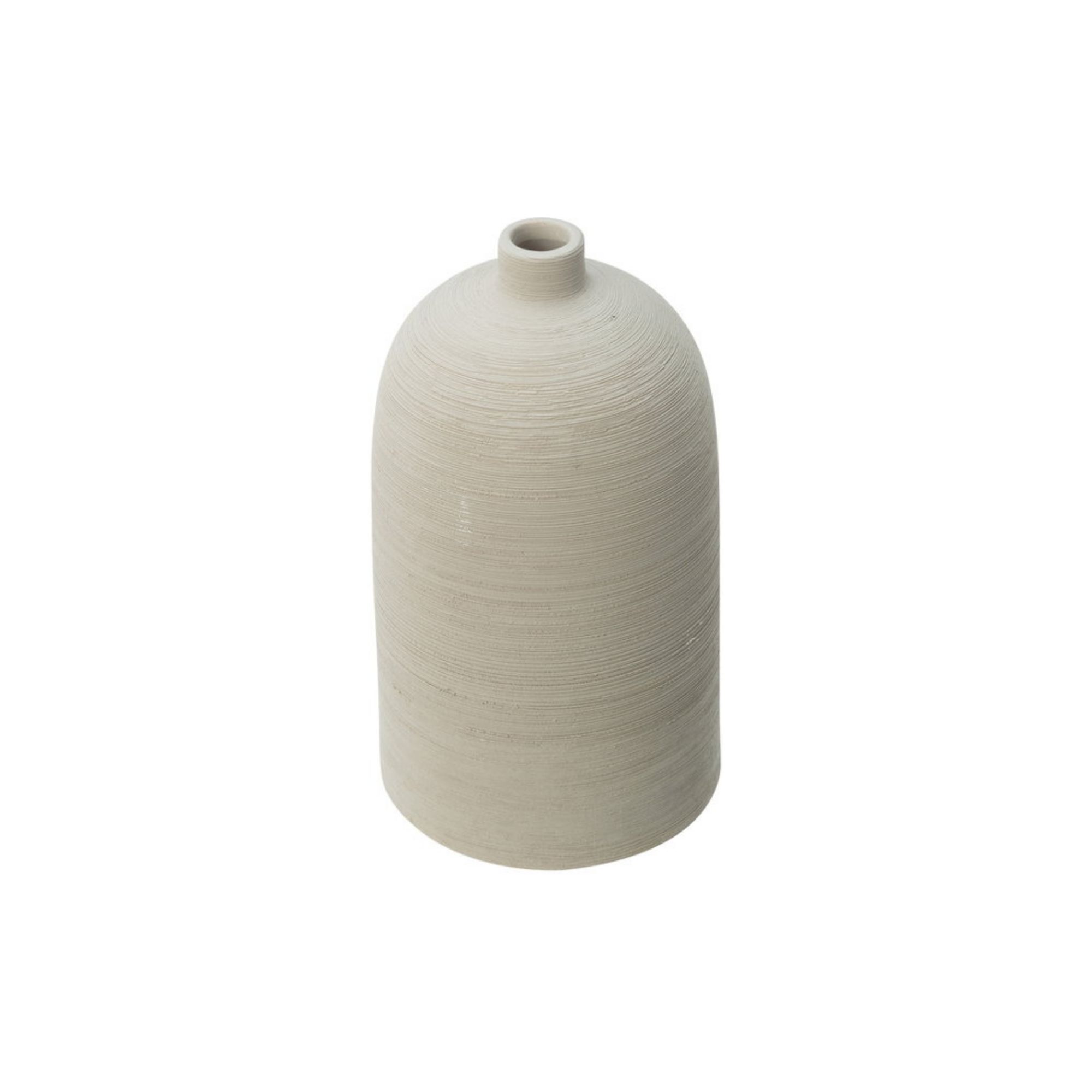 陶瓷花器  粗陶橫紋細口陶瓶 咖色