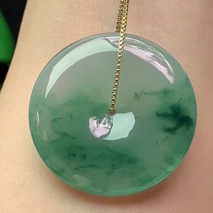 翡翠冰種飄花平安扣 (31.7mm直徑),天然翡翠A玉, 緬甸玉, Jade, Jadeite