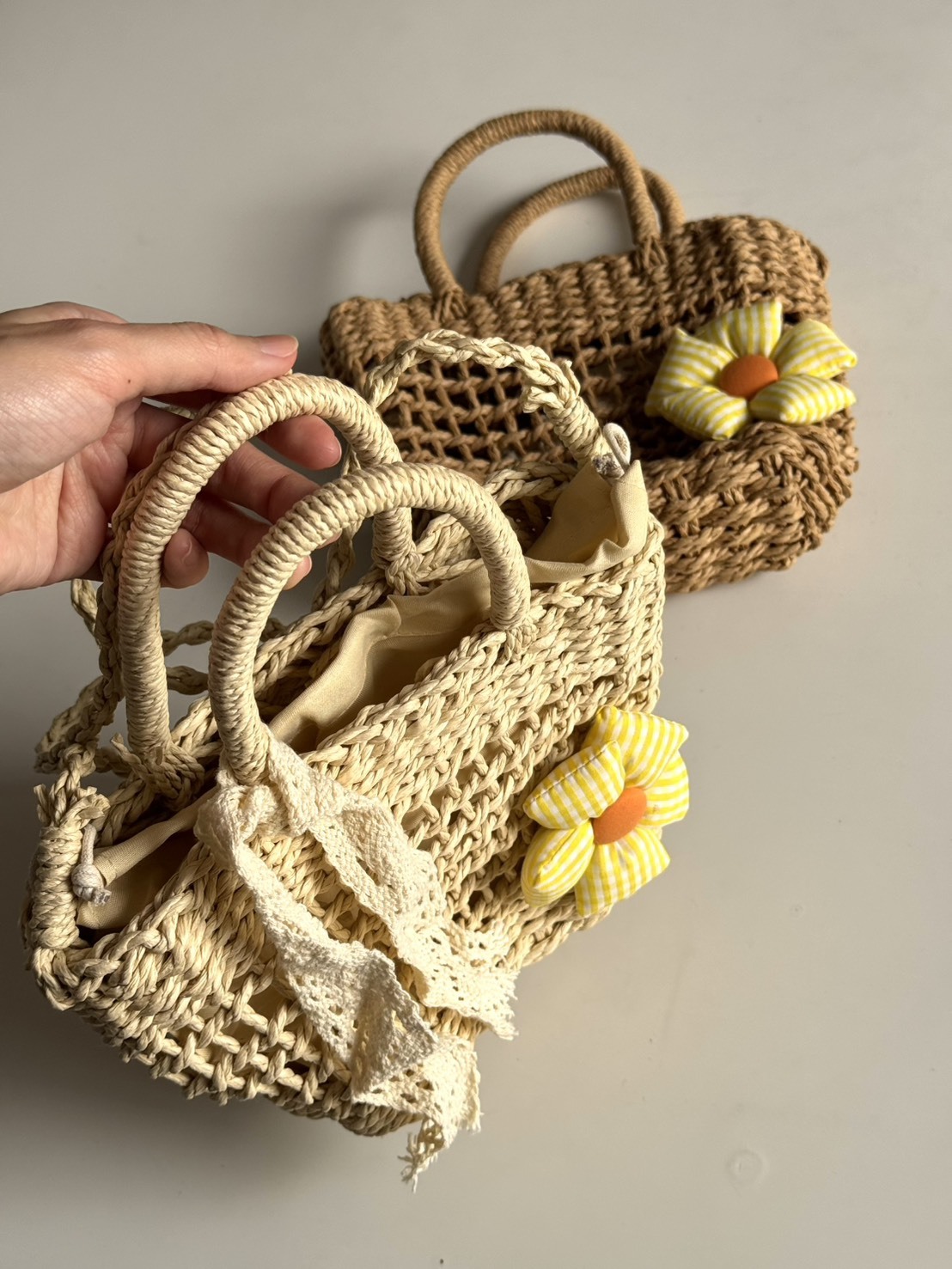 #現貨 小花度假草編包 兩用