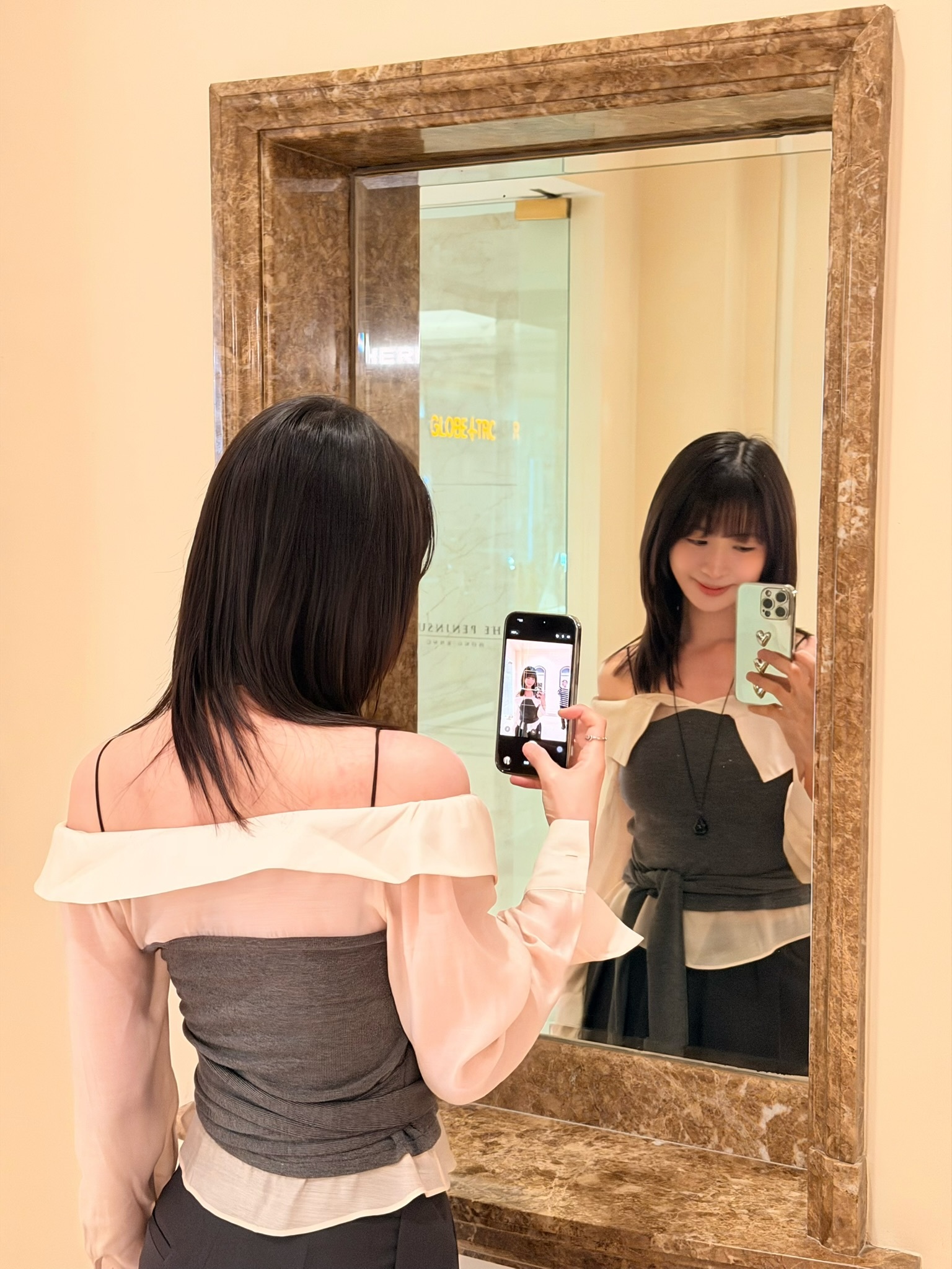 (訂購)知性女人味綁帶上衣 T260306(黑白/香檳灰)