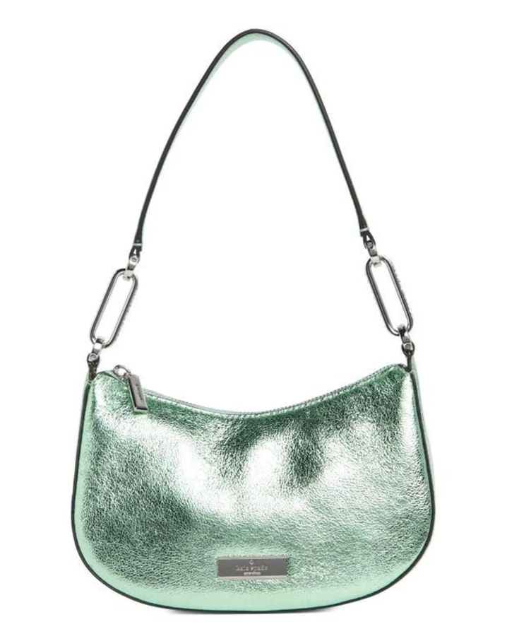 [S] KATE SPADE KI947 NINA METALLIC LEATHER SHOULDER BAG,SEAWATER, 196021554773 (SKS1568)