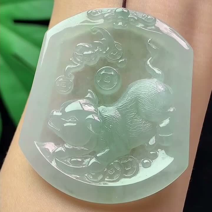 翡翠冰種飄花豬牌,天然翡翠A玉, 緬甸玉, Jade, Jadeite
