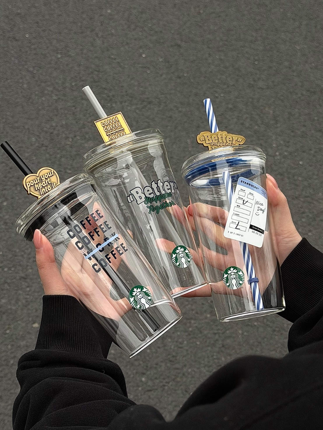 海外限定 STARBUCKS 星巴克 星咖系列 美式復古 吸管 玻璃杯 585ML