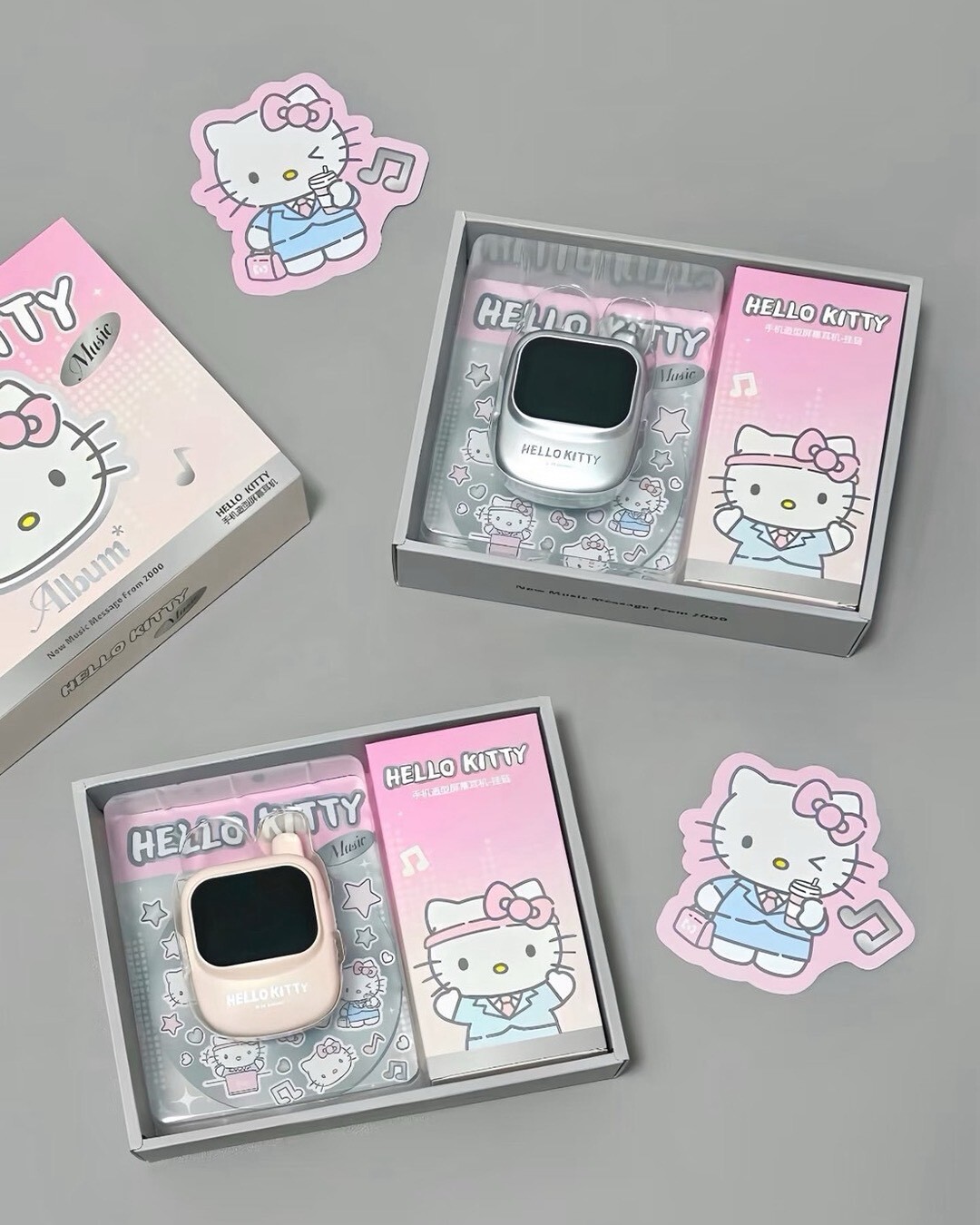【Luxury】 Hello Kitty 復古手機造型藍芽耳機 銀色 粉色 Y2K耳機 KITTY耳機 動態桌布自由切換 🎮小遊戲 🎵音樂播放 模式切換一機掌控超方便