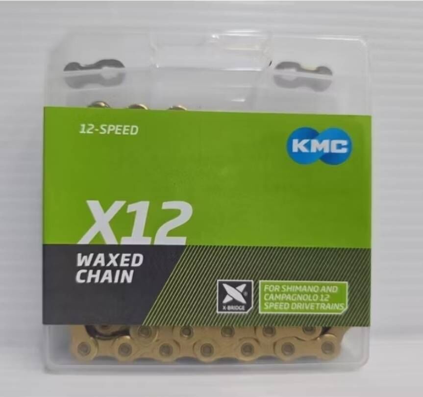 KMC X12W 12S 蠟鏈條 金色蠟鏈條 黃金蠟鏈條 KMC GO WAXED 腊鏈條 上好腊的鏈條 預上腊鏈條 上蠟12速鏈條