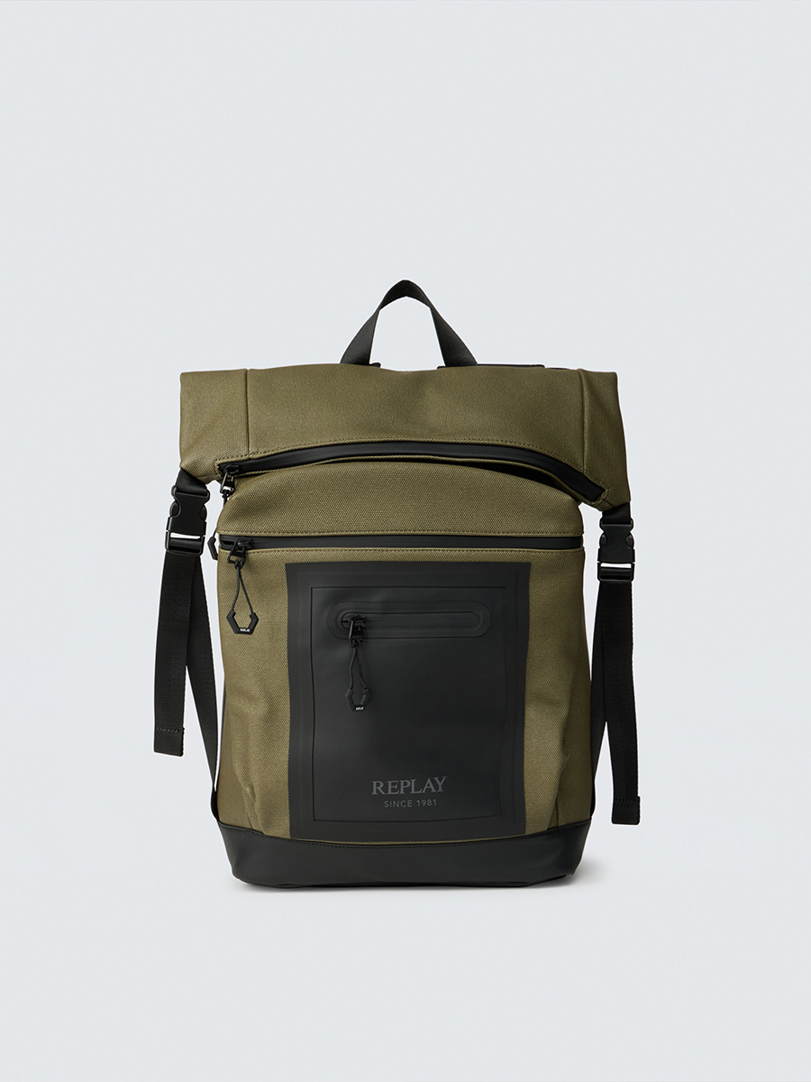 橄欖綠多功能帆布後背包