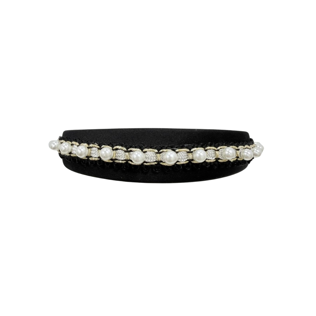 AUS-JJG0322-238 黑色珠珠手工刺繡髮箍 (B22)