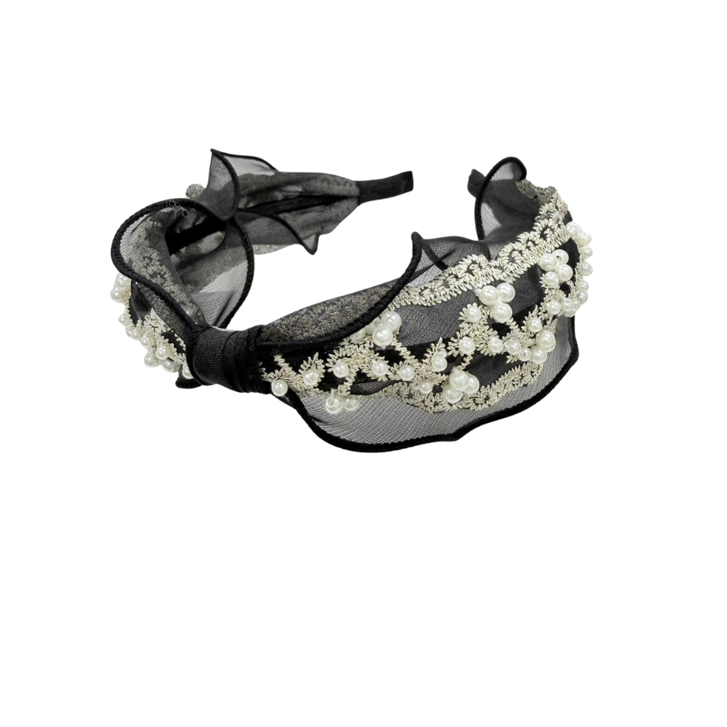 AUS-JJG0322-232 黑色手工刺繡鏤空款髮箍 (B16)